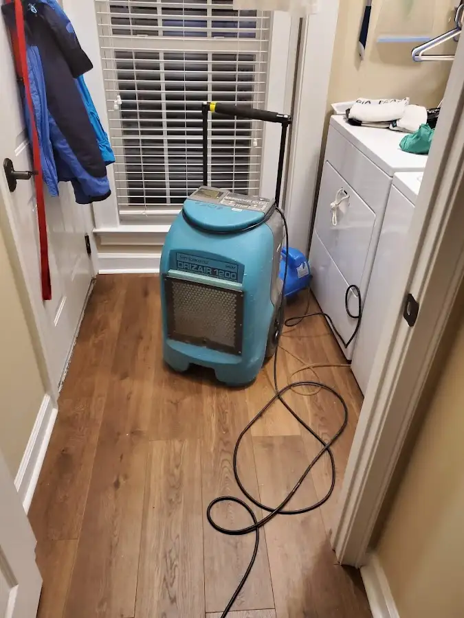 Commercial dehumidifier deployed for Flood Damage Cleanup in Haverford